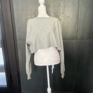 Champion Light Gray Cropped Sweatshirt with Logo